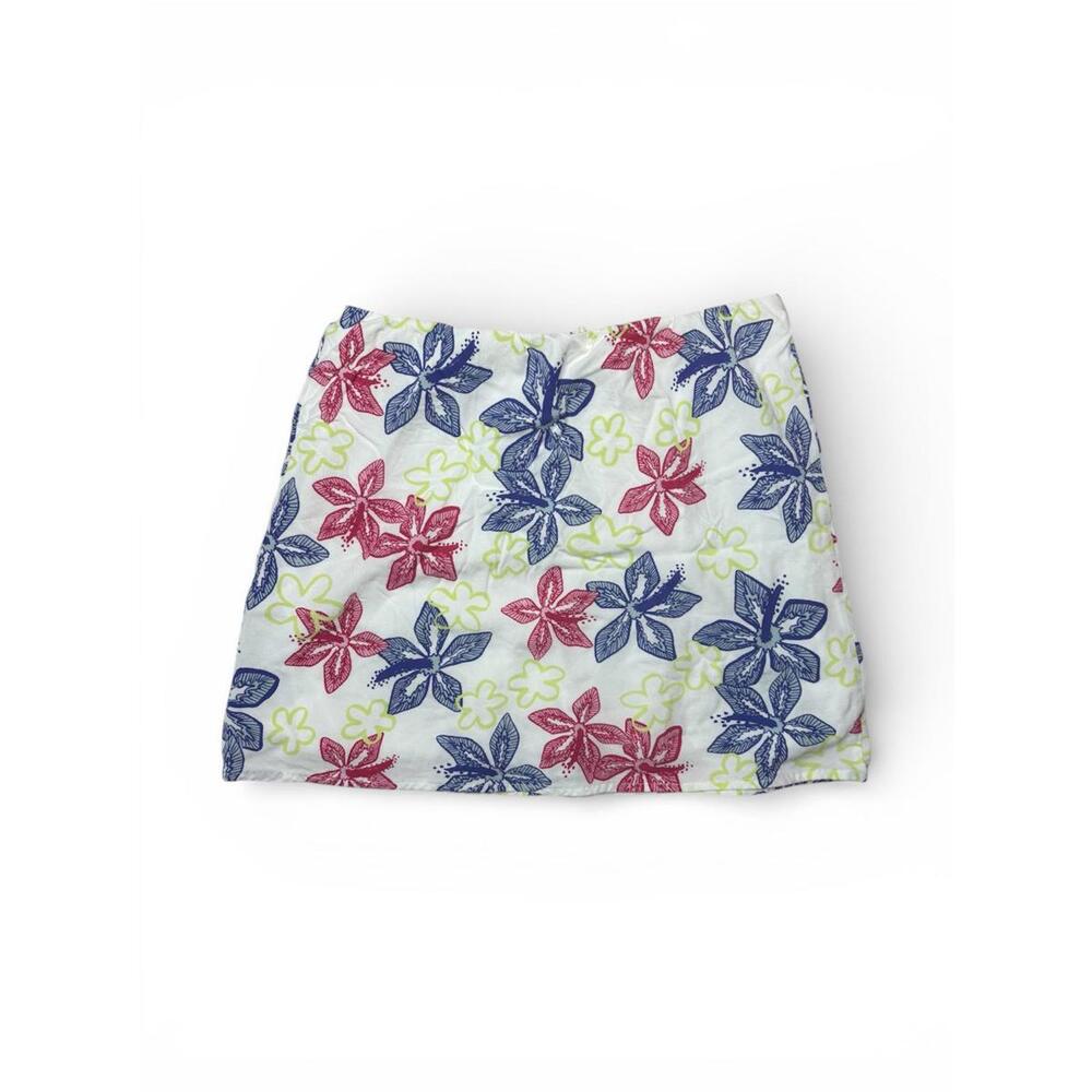 LA Hearts White Pink & Blue Hibiscus Floral Skirt Size Medium